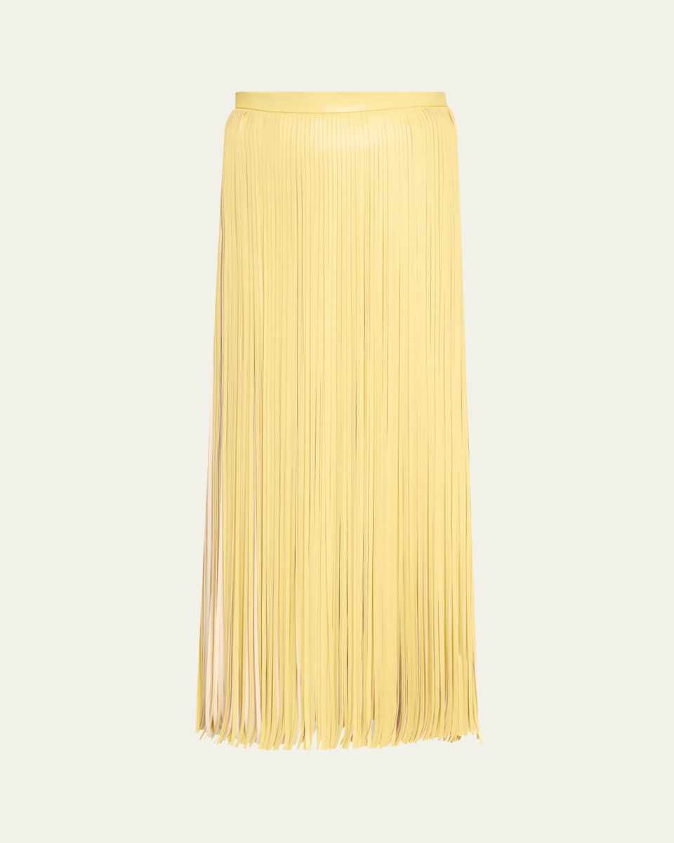 Veda Long Faux Leather Fringe Skirt